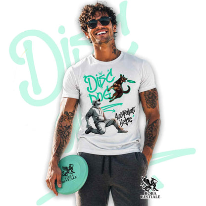 T-Shirt DISC DOG Graffiti "BOY" - AUSTRALIAN KELPIE Rosso Focato - Bianca colore dettagli a scelta - dalla XS alla 5XL