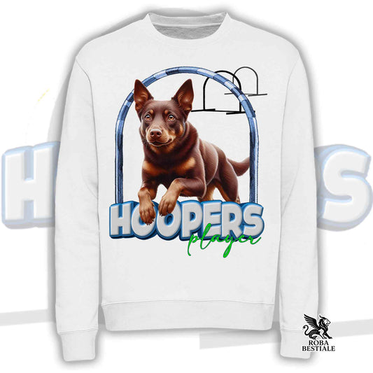 Felpa HOOPERS Player - AUSTRALIAN KELPIE Rosso Focato - Girocollo, Unisex - Bianca o Beige - dalla XS alla 3XL