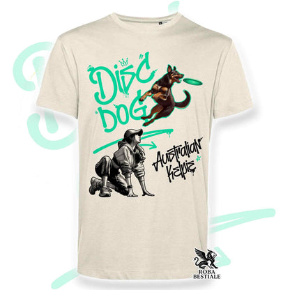T-Shirt DISC DOG Graffiti "GIRL" - AUSTRALIAN KELPIE Rosso Focato - Off White, colore dettagli a scelta - dalla XS alla 2XL