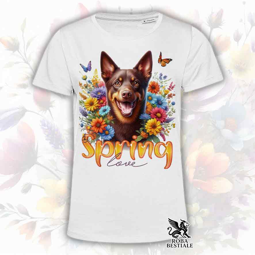 T-Shirt SPRING LOVE - AUSTRALIAN KELPIE Chocolate - Bianca o Beige, da Uomo o da Donna - dalla XS alla 5XL