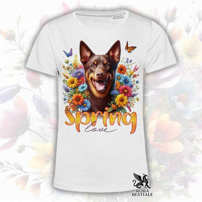 T-Shirt SPRING LOVE - AUSTRALIAN KELPIE Chocolate - Bianca o Beige, da Uomo o da Donna - dalla XS alla 5XL