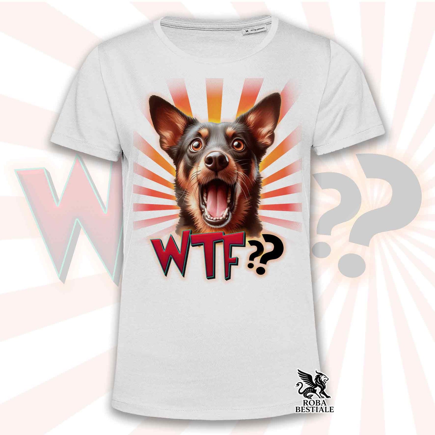 T-Shirt WTF?? - AUSTRALIAN KELPIE Rosso Focato - Bianca o Beige, da Uomo o da Donna - dalla XS alla 5XL