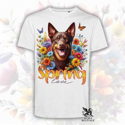 T-Shirt SPRING LOVE - AUSTRALIAN KELPIE Chocolate - Bianca o Beige, da Uomo o da Donna - dalla XS alla 5XL