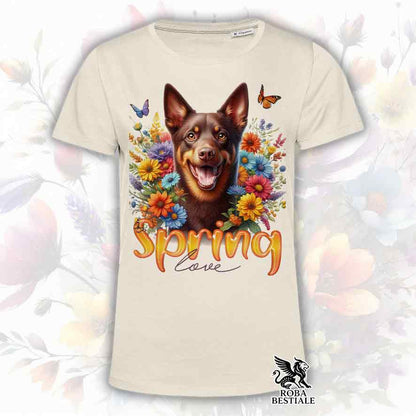 T-Shirt SPRING LOVE - AUSTRALIAN KELPIE Chocolate - Bianca o Beige, da Uomo o da Donna - dalla XS alla 5XL