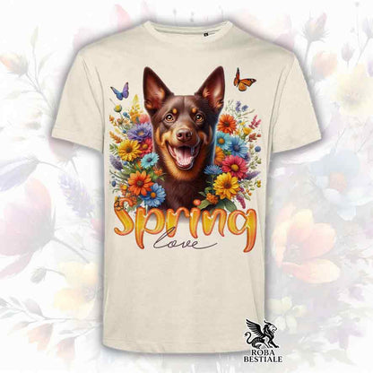 T-Shirt SPRING LOVE - AUSTRALIAN KELPIE Chocolate - Bianca o Beige, da Uomo o da Donna - dalla XS alla 5XL