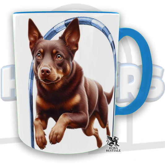 Tazza HOOPERS Player - AUSTRALIAN KELPIE Rosso Focato - In Ceramica, con manico e interno colorato - 330 ml