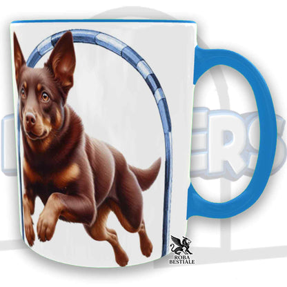 Tazza HOOPERS Player - AUSTRALIAN KELPIE Rosso Focato - In Ceramica, con manico e interno colorato - 330 ml