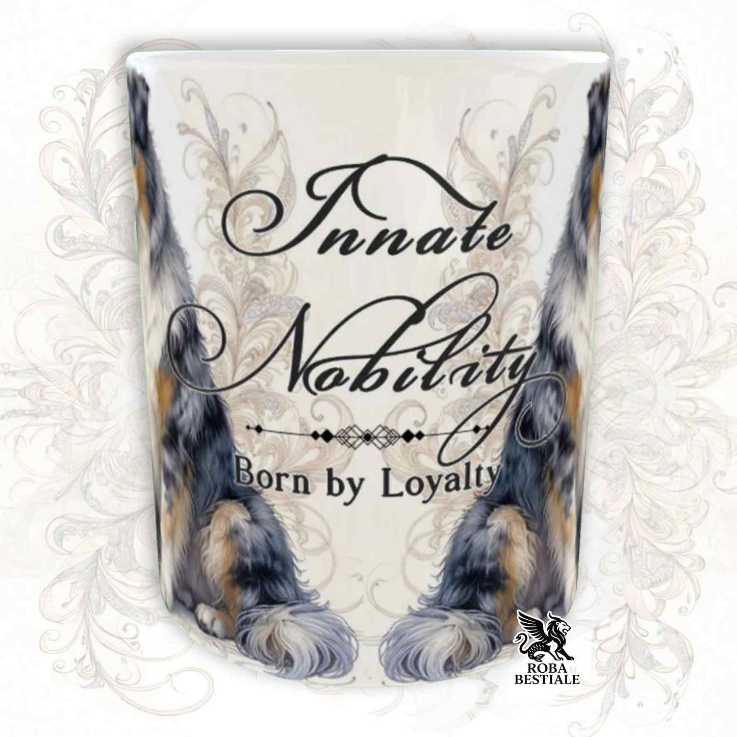 Tazza NOBILITY - AUSTRALIAN SHEPHERD Blue Merle - Manico ORO - 330 ml - in Ceramica