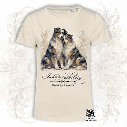 T-Shirt NOBILITY - AUSTRALIAN SHEPHERD Blue Merle - Bianca o Beige, da Uomo o da Donna - dalla XS alla 5XL