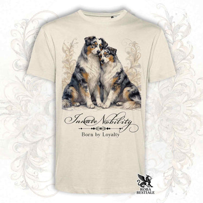 T-Shirt NOBILITY - AUSTRALIAN SHEPHERD Blue Merle - Bianca o Beige, da Uomo o da Donna - dalla XS alla 5XL