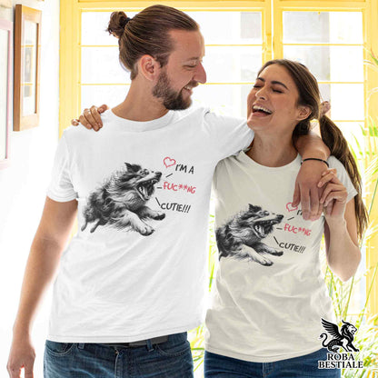 T-Shirt CUTIE - AUSTRALIAN SHEPHERD Merle - Bianca o Beige, da Uomo o da Donna - dalla XS alla 5XL