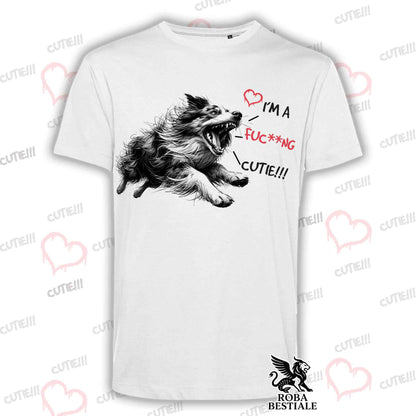 T-Shirt CUTIE - AUSTRALIAN SHEPHERD Merle - Bianca o Beige, da Uomo o da Donna - dalla XS alla 5XL