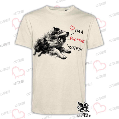 T-Shirt CUTIE - AUSTRALIAN SHEPHERD Merle - Bianca o Beige, da Uomo o da Donna - dalla XS alla 5XL
