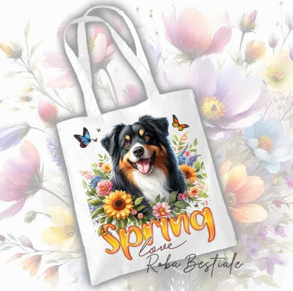 Tote Bag AUSTRALIAN SHEPHERD Black Tricolor - Collezione Spring Love