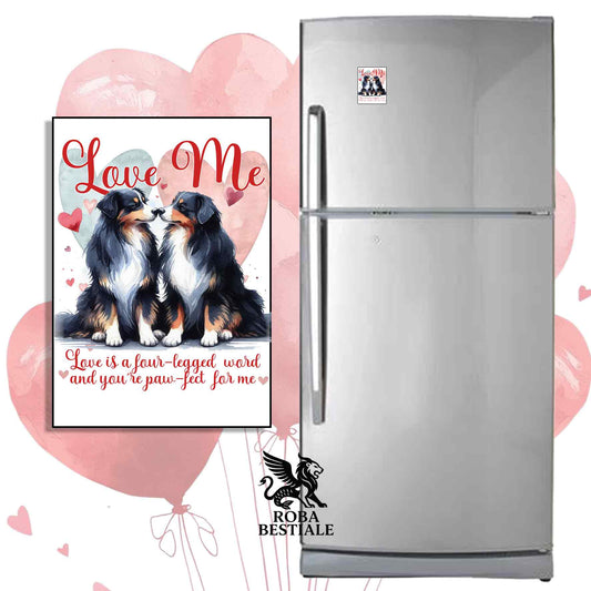 Calamita LOVE ME - AUSTRALIAN SHEPHERD Black Tricolor - in MDF - 7x5 cm