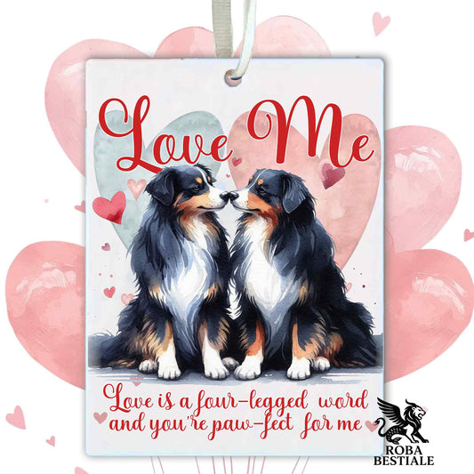 Deodorante Auto LOVE ME - AUSTRALIAN SHEPHERD Black Tricolor - In Feltro, con cordino - 7,5 x 10 cm