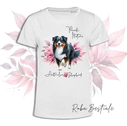 T-Shirt AUSTRALIAN SHEPHERD Black Tricolor - Collezione Pink Nature