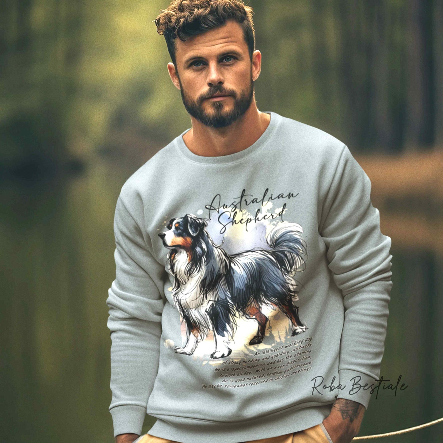 Felpa BEHAVIOR - AUSTRALIAN SHEPHERD Blak Tricolor - Girocollo, Unisex, in tanti colori! - dalla XS alla 3XL