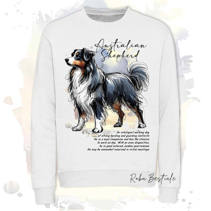 Felpa BEHAVIOR - AUSTRALIAN SHEPHERD Blak Tricolor - Girocollo, Unisex, in tanti colori! - dalla XS alla 3XL