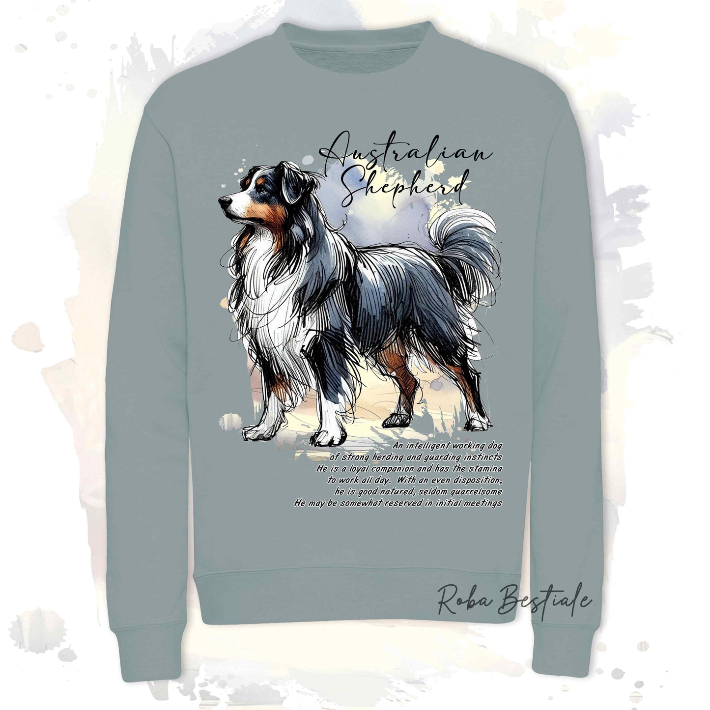 Felpa BEHAVIOR - AUSTRALIAN SHEPHERD Blak Tricolor - Girocollo, Unisex, in tanti colori! - dalla XS alla 3XL