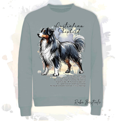 Felpa BEHAVIOR - AUSTRALIAN SHEPHERD Blak Tricolor - Girocollo, Unisex, in tanti colori! - dalla XS alla 3XL