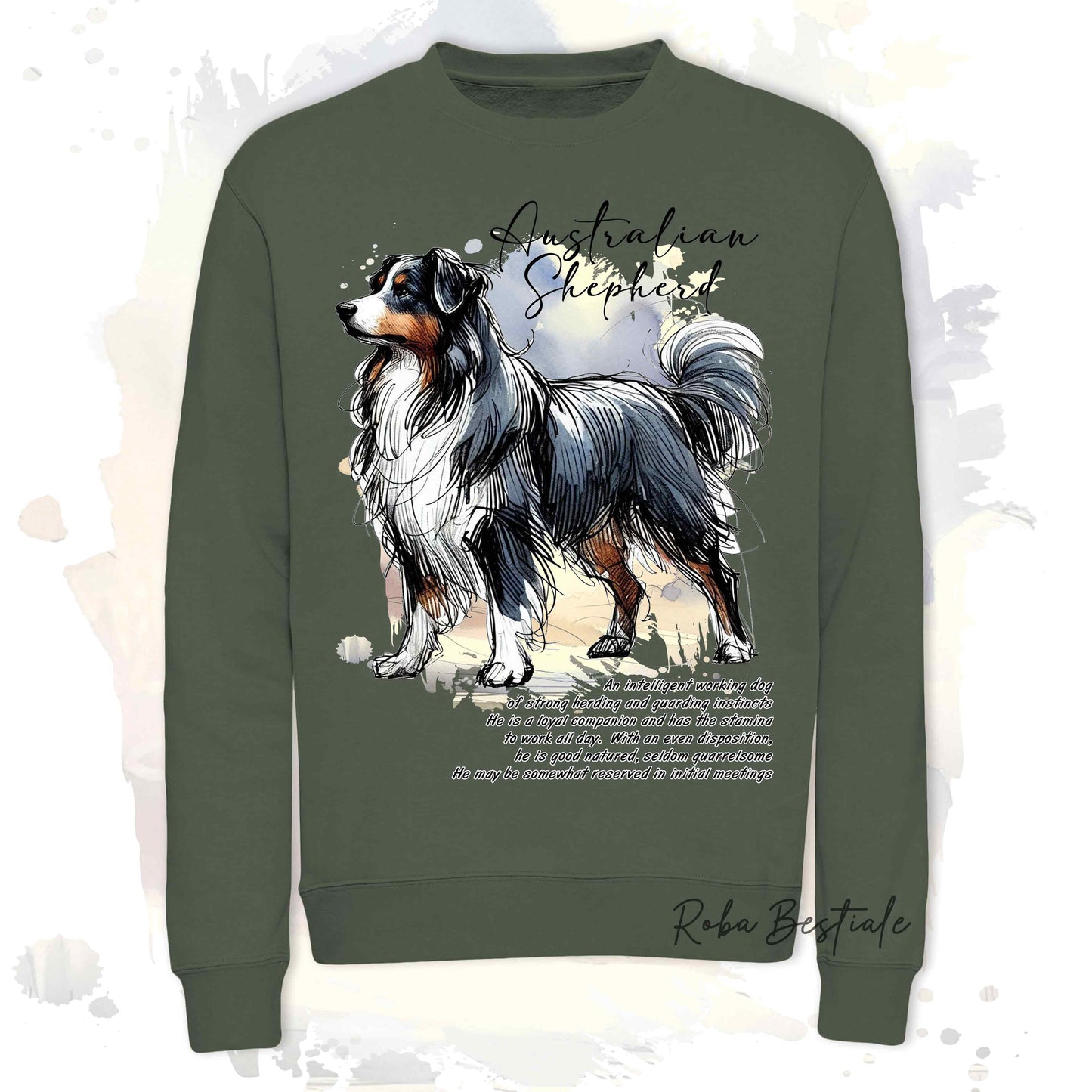 Felpa BEHAVIOR - AUSTRALIAN SHEPHERD Blak Tricolor - Girocollo, Unisex, in tanti colori! - dalla XS alla 3XL