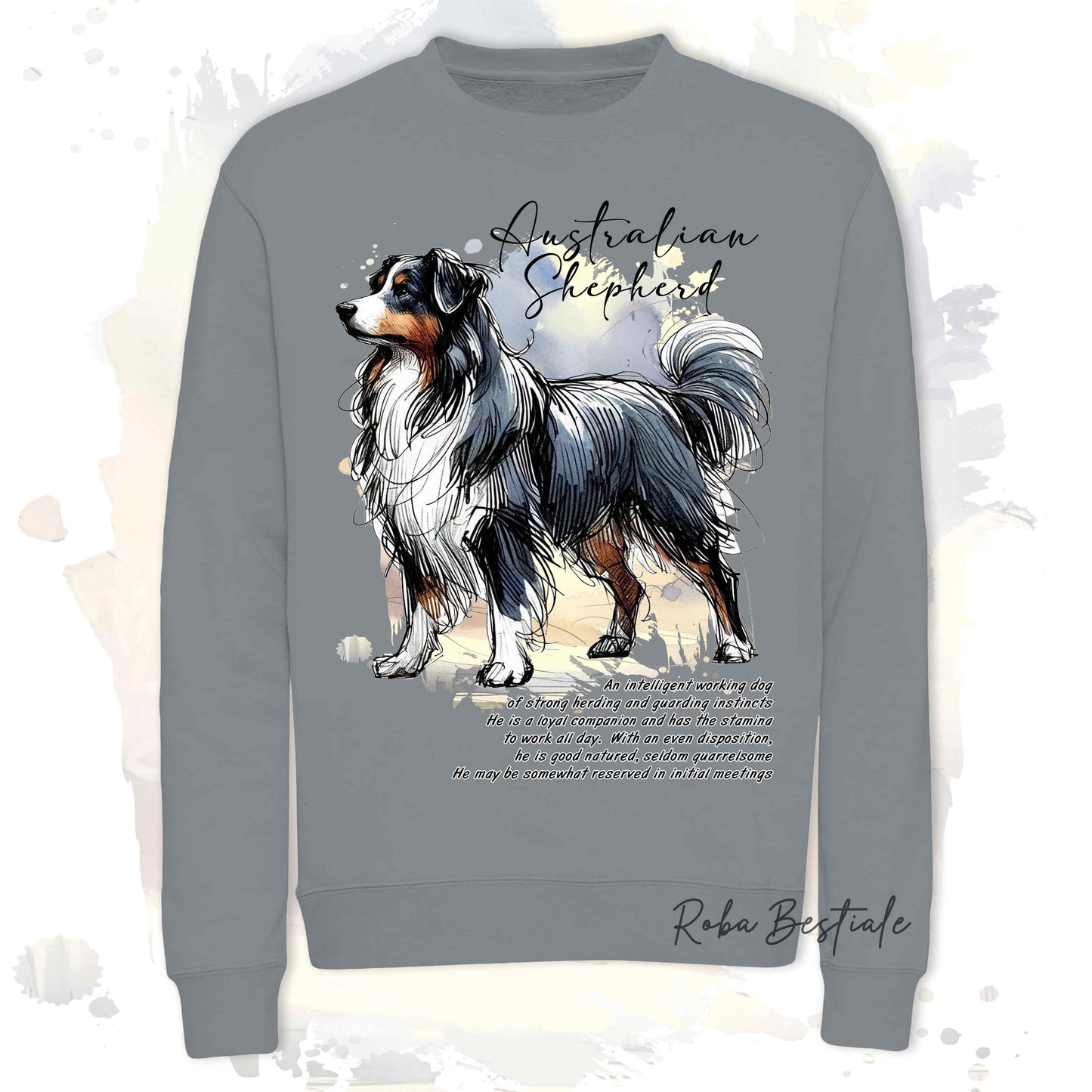 Felpa BEHAVIOR - AUSTRALIAN SHEPHERD Blak Tricolor - Girocollo, Unisex, in tanti colori! - dalla XS alla 3XL
