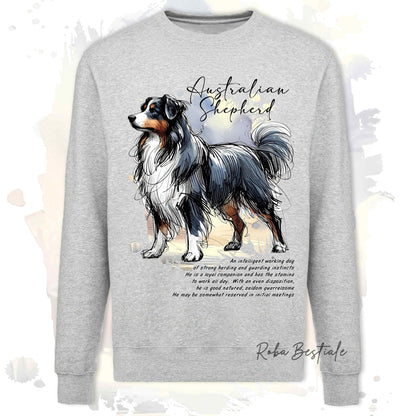 Felpa BEHAVIOR - AUSTRALIAN SHEPHERD Blak Tricolor - Girocollo, Unisex, in tanti colori! - dalla XS alla 3XL