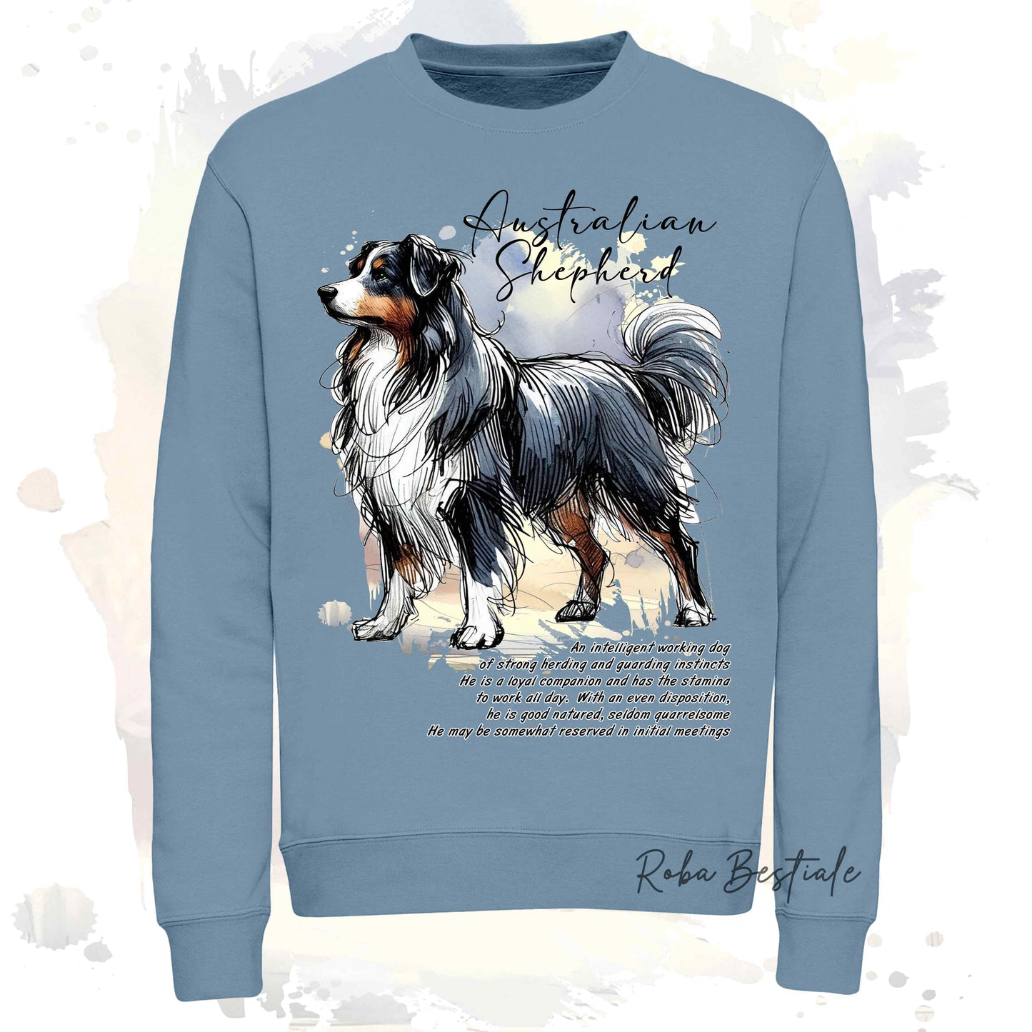 Felpa BEHAVIOR - AUSTRALIAN SHEPHERD Blak Tricolor - Girocollo, Unisex, in tanti colori! - dalla XS alla 3XL