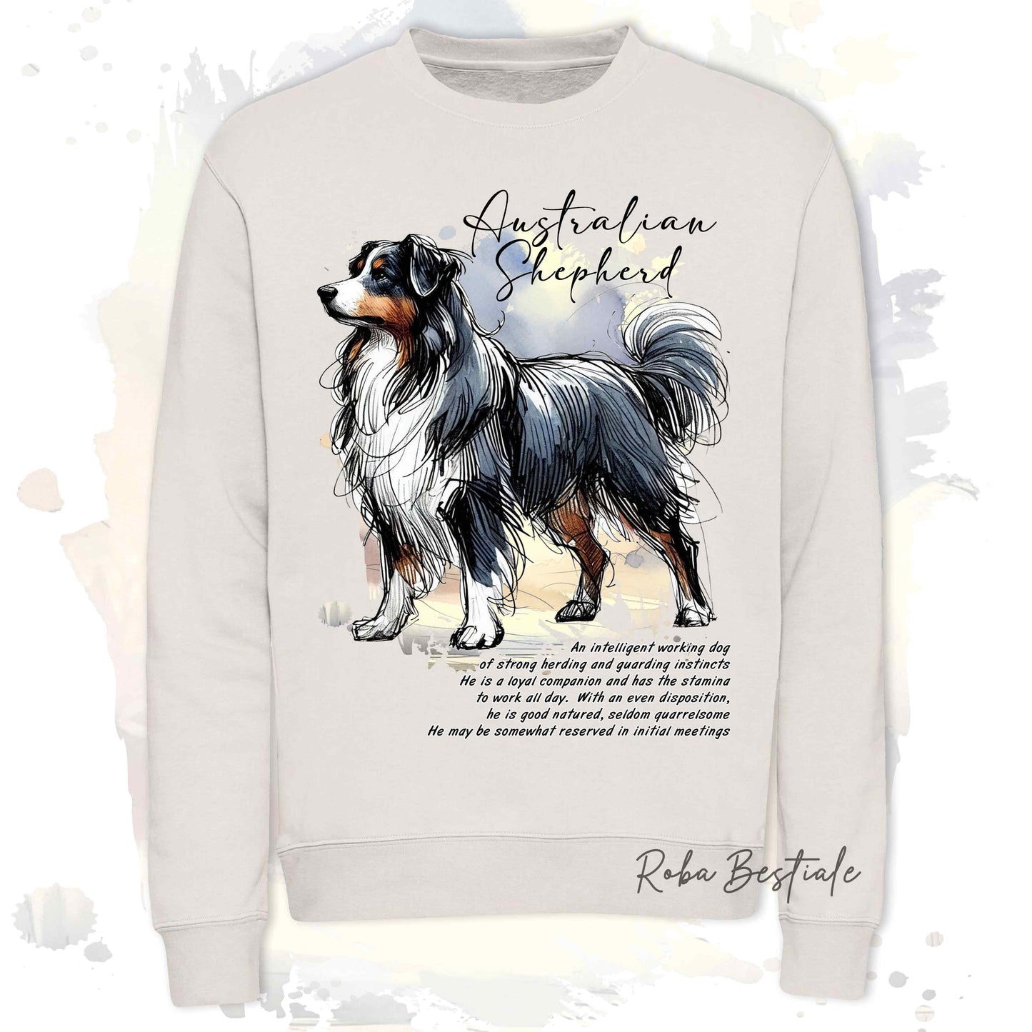 Felpa BEHAVIOR - AUSTRALIAN SHEPHERD Blak Tricolor - Girocollo, Unisex, in tanti colori! - dalla XS alla 3XL