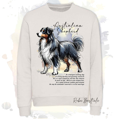 Felpa BEHAVIOR - AUSTRALIAN SHEPHERD Blak Tricolor - Girocollo, Unisex, in tanti colori! - dalla XS alla 3XL