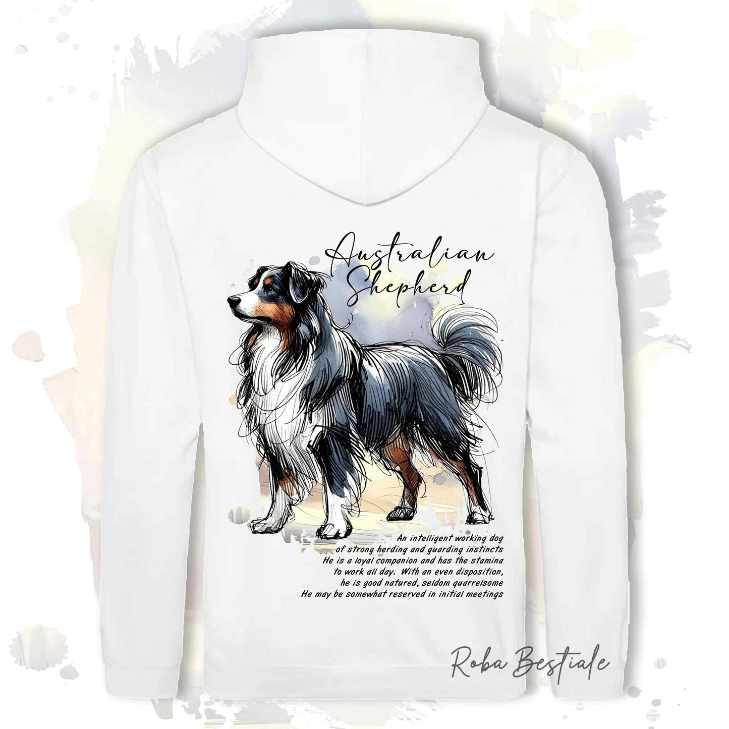 Felpa BEHAVIOR - AUSTRALIAN SHEPHERD Black Tricolor - Cappuccio e Tasconi, Unisex, in tanti colori - dalla XS alla 5XL
