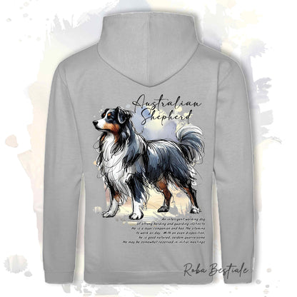 Felpa BEHAVIOR - AUSTRALIAN SHEPHERD Black Tricolor - Cappuccio e Tasconi, Unisex, in tanti colori - dalla XS alla 5XL