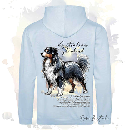 Felpa BEHAVIOR - AUSTRALIAN SHEPHERD Black Tricolor - Cappuccio e Tasconi, Unisex, in tanti colori - dalla XS alla 5XL