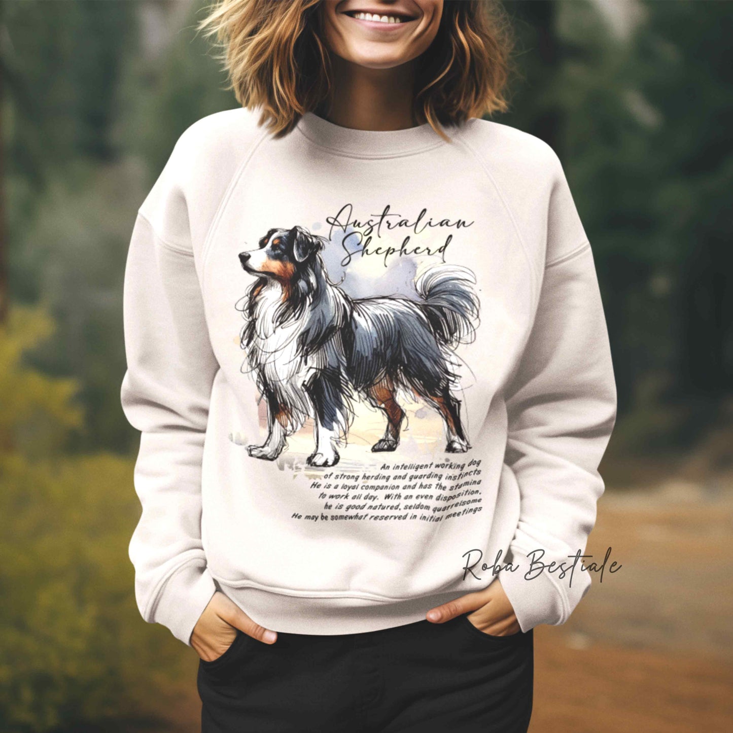 Felpa BEHAVIOR - AUSTRALIAN SHEPHERD Blak Tricolor - Girocollo, Unisex, in tanti colori! - dalla XS alla 3XL