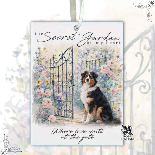 Profumatore SECRET GARDEN - AUSTRALIAN SHEPHERD Black Tricolor - In Feltro, con cordino - 7,5 x 10 cm