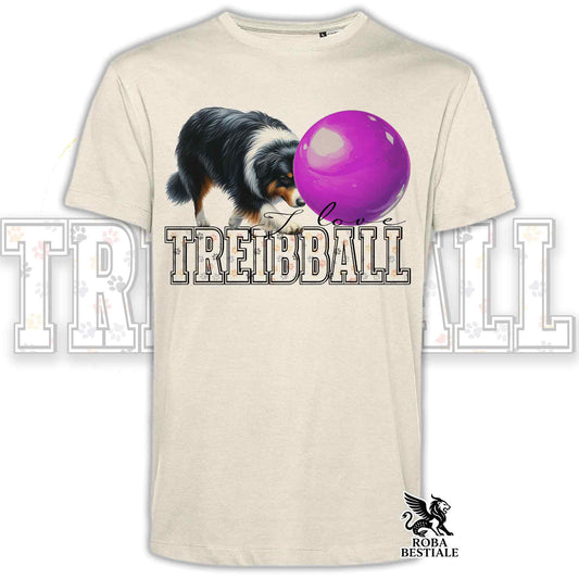 T-Shirt I LOVE TREIBBALL - AUSTRALIAN SHEPHERD Black Tricolor - Off White, colore dettagli a scelta - dalla XS alla 2XL