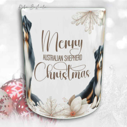 Tazza COZY WINTER - AUSTRALIAN SHEPHERD Black Tricolor - In Ceramica, con manico color Oro - 330 ml