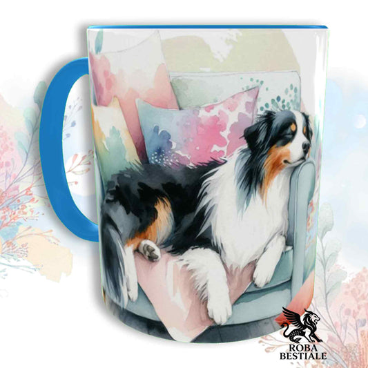 Tazza SOFT LIFE - AUSTRALIAN SHEPHERD Black Tricolor - In Ceramica, colore a scelta - 330 ml