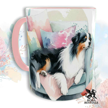 Tazza SOFT LIFE - AUSTRALIAN SHEPHERD Black Tricolor - In Ceramica, colore a scelta - 330 ml