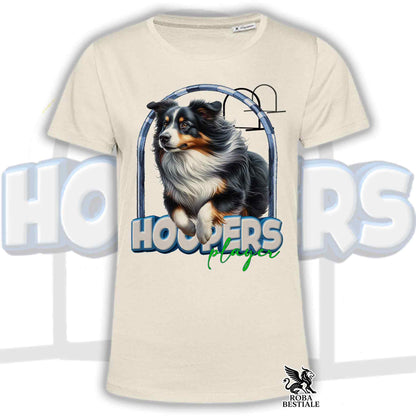 T-Shirt HOOPERS Player - AUSTRALIAN SHEPHERD Black Tricolor - Bianca o Beige, da Uomo o da Donna - dalla XS alla 5XL
