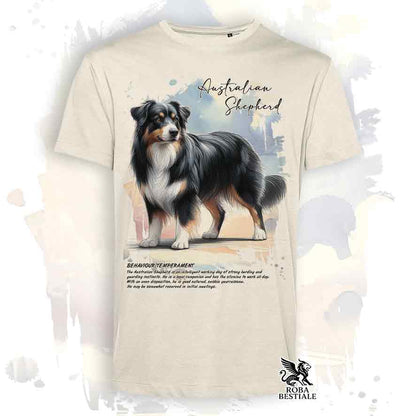 T-Shirt BEHAVIOR - AUSTRALIAN SHEPHERD Black Tricolor - Bianca o Beige, da Uomo o da Donna - dalla XS alla 5XL