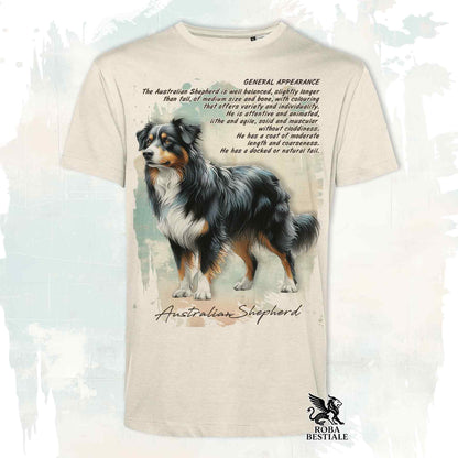 T-Shirt APPEARANCE - AUSTRALIAN SHEPHERD Black Tricolor - Bianca o Beige, da Uomo o da Donna - dalla XS alla 5XL
