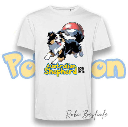 T-Shirt POKEMON - AUSTRALIAN SHEPHERD Black Tricolor
