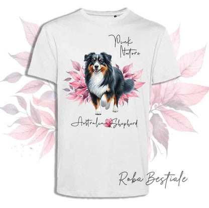 T-Shirt AUSTRALIAN SHEPHERD Black Tricolor - Collezione Pink Nature