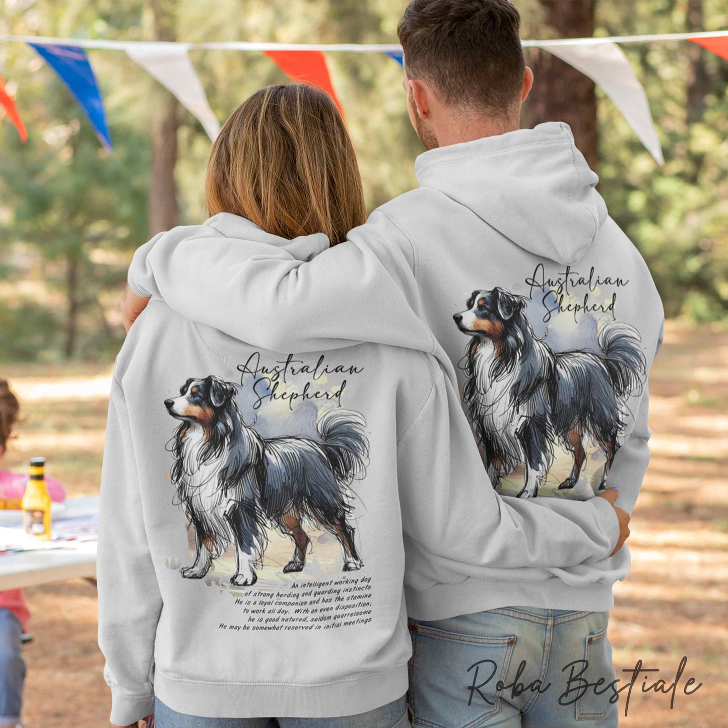 Felpa BEHAVIOR - AUSTRALIAN SHEPHERD Black Tricolor - Standard FCI - Unisex - Grigia - dalla XS alla 3XL