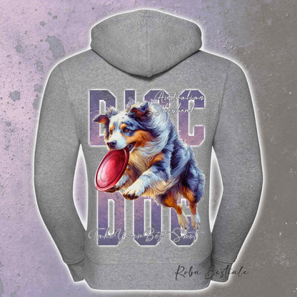 Felpa APTITUDE - DISC DOG - AUSTRALIAN SHEPHERD Blue Merle Blue Merle - Con Cappuccio e Full Zip, Uomo o Donna, in tanti colori - dalla XS alla 5XL