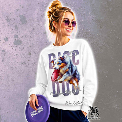APTITUDE Winter Sweatshirt - DISC DOG - AUSTRALIAN SHEPHERD Blue Merle - Crew neck, Unisex, color of your choice - from XS to 3XL