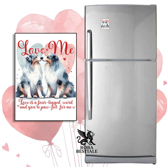 Calamita LOVE ME - AUSTRALIAN SHEPHERD Blue Merle - in MDF - 7x5 cm