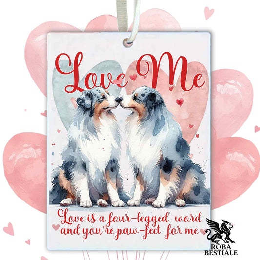 Deodorante Auto LOVE ME - AUSTRALIAN SHEPHERD Blue Merle - In Feltro, con cordino - 7,5 x 10 cm